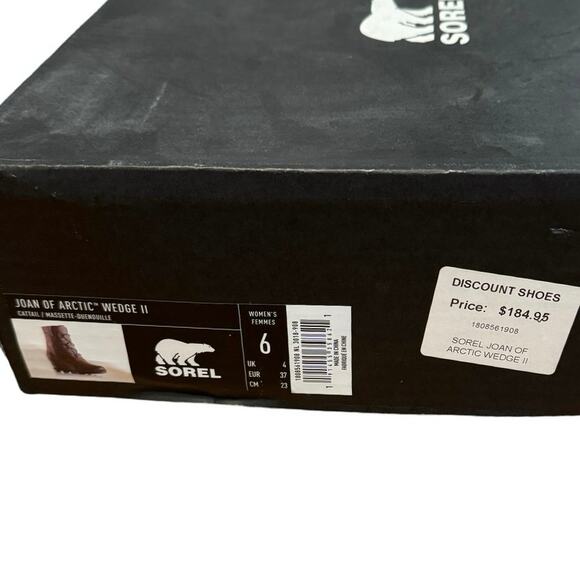 SOREL Joan of Artic Woman's Pull On Lace Up Suede Wedge Boots Sz 6 Cattail shoes - Picture 8 of 8